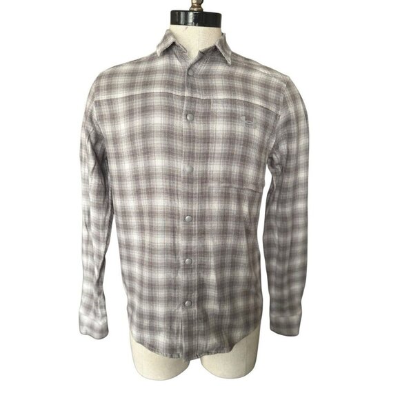 UNDER ARMOUR Flannel Shirt Men's Size Large Gray Plaid Button‎ Down Long Sleeve - Picture 1 of 13